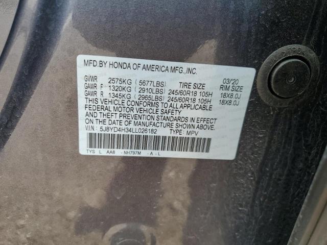 Photo 10 from auction – 2020 ACURA MDX with VIN 5J8YD4H34LL026182
