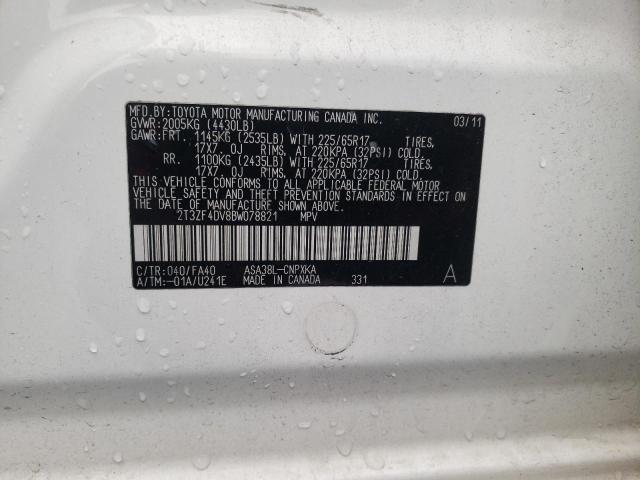 Zdjęcie 10 z aukcji – 2011 TOYOTA RAV4 z VIN 2T3ZF4DV8BW078821