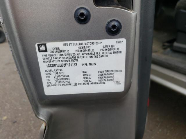 Photo 10 from auction – 2003 CHEVROLET SILVERADO with VIN 1GCGK13U63F121162