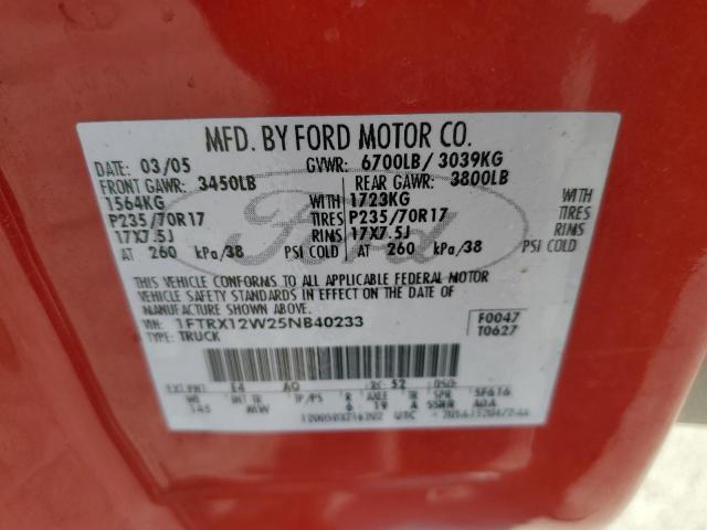 Photo 10 from auction – 2005 FORD F150 with VIN 1FTRX12W25NB40233