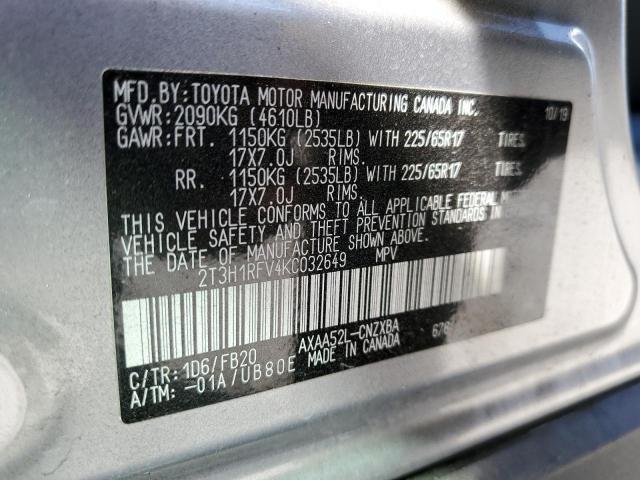 Photo 10 from auction – 2019 TOYOTA RAV4 LE with VIN 2T3H1RFV4KC032649