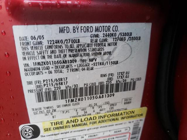 Photo 10 from auction – 2005 FORD FREESTYLE with VIN 1FMZK01105GA81309