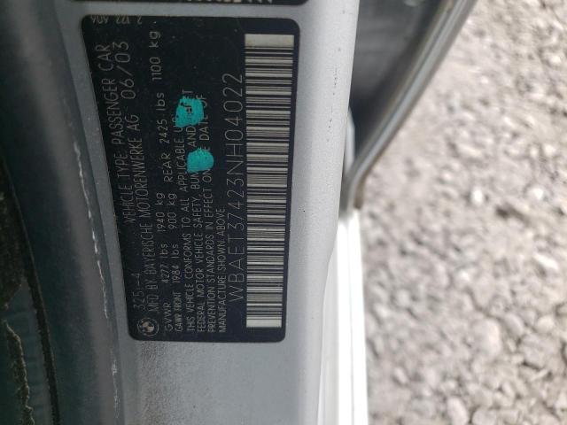 Photo 10 from auction – 2003 BMW 325 I with VIN WBAET37423NH04022