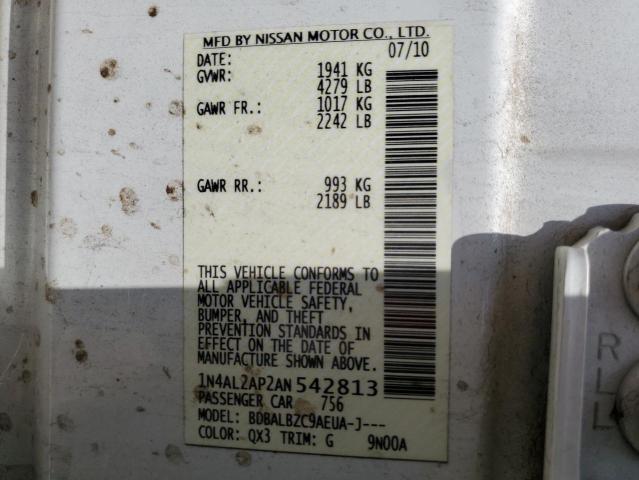Photo 10 from auction – 2010 NISSAN ALTIMA BAS with VIN 1N4AL2AP2AN542813
