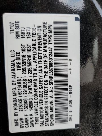 Photo 10 from auction – 2008 HONDA ODYSSEY EX with VIN 5FNRL38788B013447