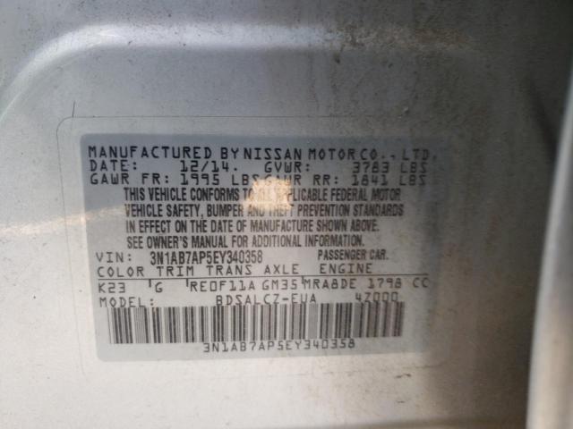 Photo 10 from auction – 2014 NISSAN SENTRA S with VIN 3N1AB7AP5EY340358