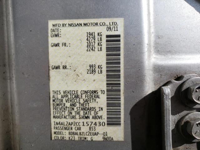 Photo 10 from auction – 2012 NISSAN ALTIMA with VIN 1N4AL2AP2CC157430