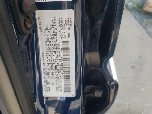 Photo 10 from auction – 2003 TOYOTA 4RUNNER SR with VIN JTEBT14R838007794