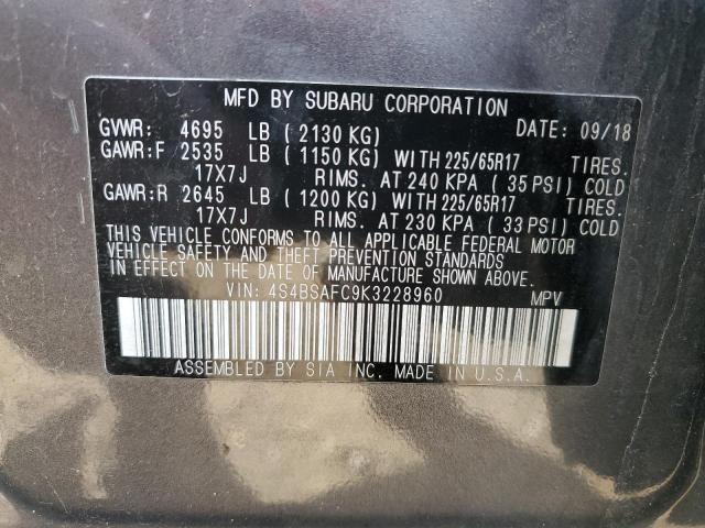 Photo 10 from auction – 2019 SUBARU OUTBACK 2. with VIN 4S4BSAFC9K3228960