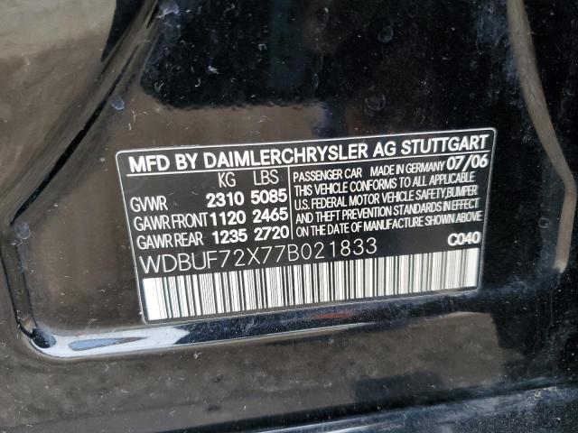 Photo 10 from auction – 2007 MERCEDES-BENZ E 550 with VIN WDBUF72X77B021833