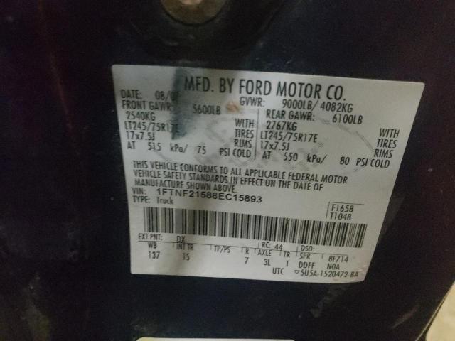 Photo 10 from auction – 2008 FORD F250 SUPER with VIN 1FTNF21588EC15893