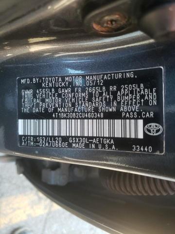Photo 10 from auction – 2012 TOYOTA AVALON BAS with VIN 4T1BK3DB2CU460348