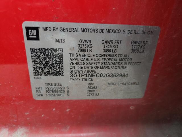 Photo 10 from auction – 2018 GMC SIERRA C15 with VIN 3GTP1NEC0JG362984