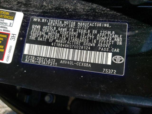 Photo 10 from auction – 2007 TOYOTA CAMRY HYBR with VIN 4T1BB46K07U028124