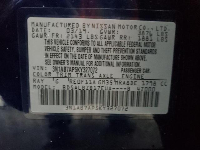 Photo 10 from auction – 2019 NISSAN SENTRA S with VIN 3N1AB7AP5KY327072