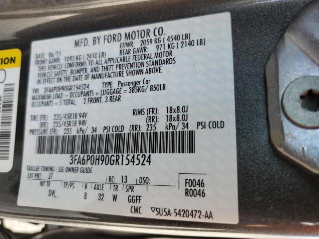 Photo 10 from auction – 2016 FORD FUSION SE with VIN 3FA6P0H90GR154524