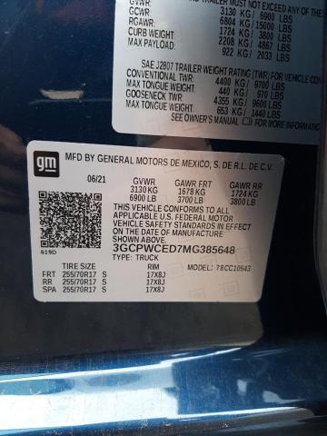 Photo 10 from auction – 2021 CHEVROLET SILVERADO with VIN 3GCPWCED7MG385648
