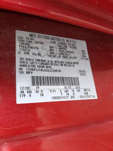 Photo 10 from auction – 2003 FORD EXPEDITION with VIN 1FMFU18L63LC24018