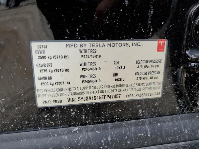 Photo 10 from auction – 2014 TESLA MODEL S with VIN 5YJSA1S15EFP47457