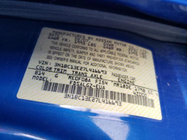 Photo 10 from auction – 2007 NISSAN VERSA S with VIN 3N1BC13E27L416693