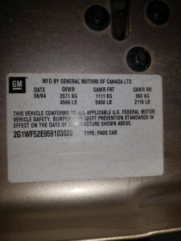 Photo 10 from auction – 2005 CHEVROLET IMPALA with VIN 2G1WF52E959103020