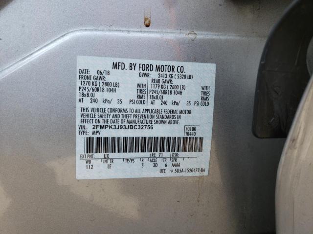 Photo 10 from auction – 2018 FORD EDGE SEL with VIN 2FMPK3J93JBC32756