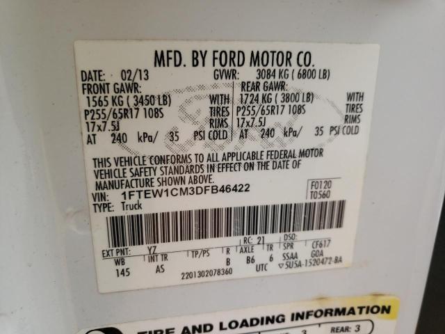 Photo 10 from auction – 2013 FORD F150 SUPER with VIN 1FTEW1CM3DFB46422