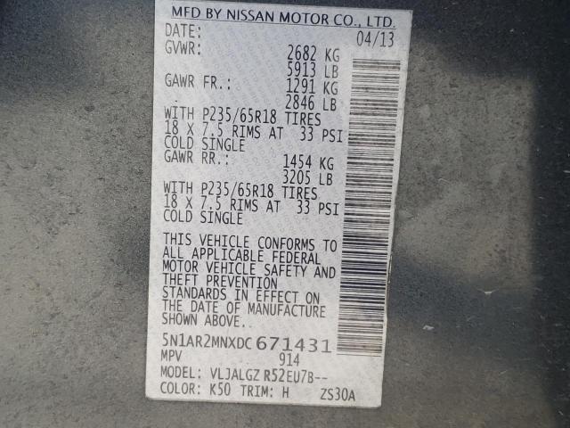 Photo 10 from auction – 2013 NISSAN PATHFINDER with VIN 5N1AR2MNXDC671431