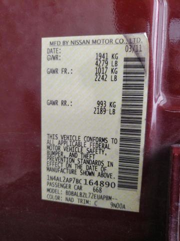 Photo 10 from auction – 2011 NISSAN ALTIMA BAS with VIN 1N4AL2AP7BC164890