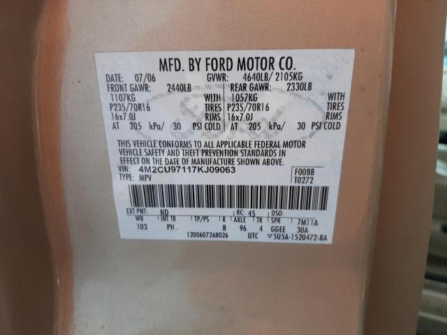 Photo 10 from auction – 2007 MERCURY MARINER PR with VIN 4M2CU97117KJ09063