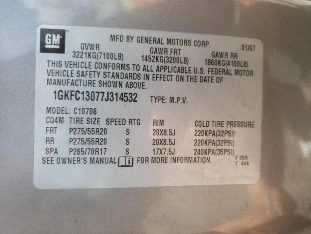 Photo 10 from auction – 2007 GMC YUKON with VIN 1GKFC13077J314532