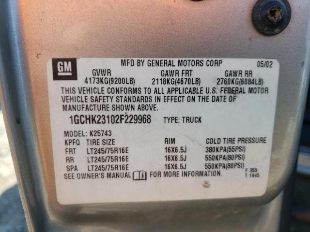 Photo 10 from auction – 2002 CHEVROLET SILVERADO with VIN 1GCHK23102F229968