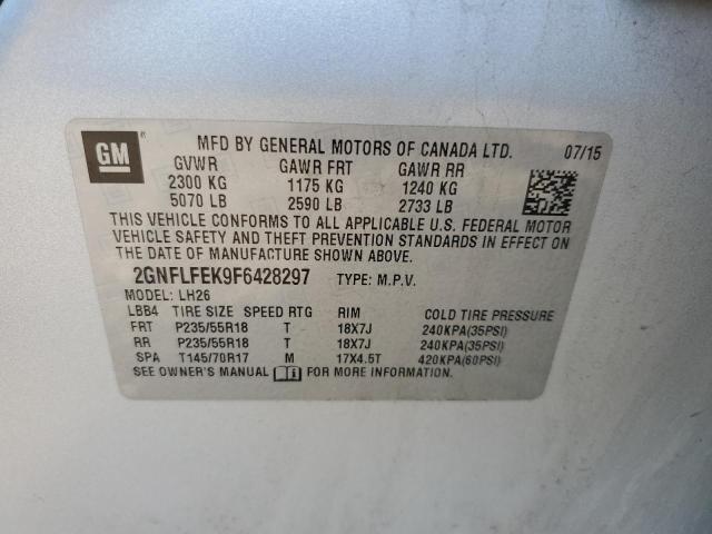 Photo 10 from auction – 2015 CHEVROLET EQUINOX LT with VIN 2GNFLFEK9F6428297
