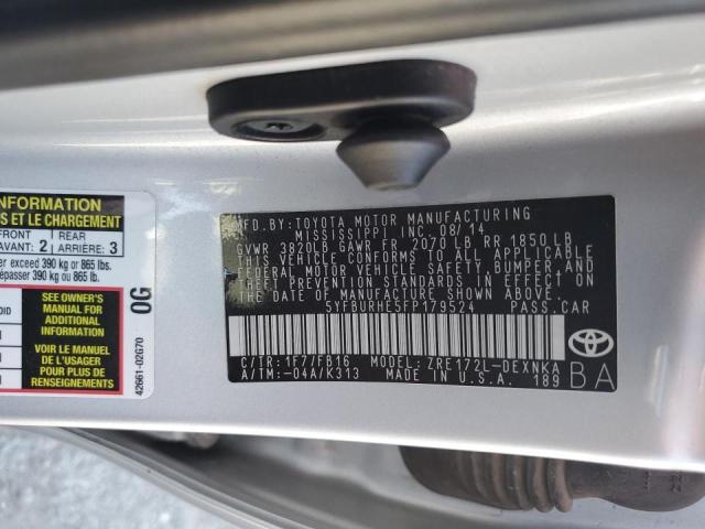 Photo 10 from auction – 2015 TOYOTA COROLLA L with VIN 5YFBURHE5FP179524