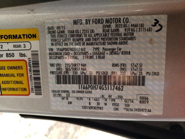Photo 10 from auction – 2016 FORD FUSION SE with VIN 1FA6P0H74G5117462