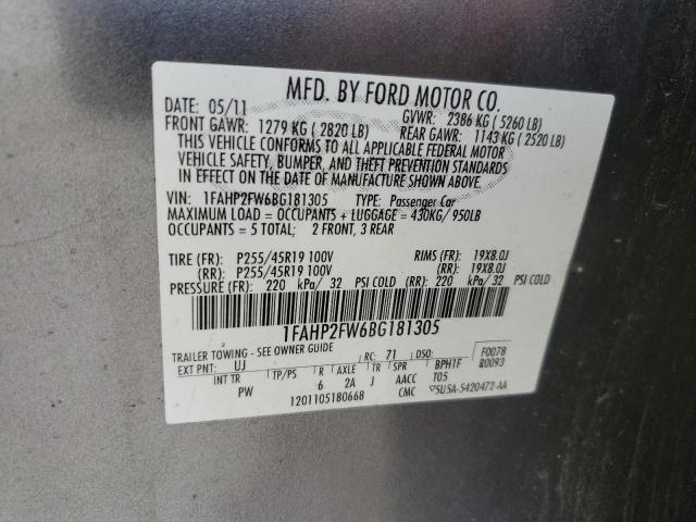 Foto 10 de la subasta – 2011 FORD TAURUS LIM con VIN 1FAHP2FW6BG181305