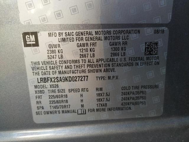Photo 10 from auction – 2019 BUICK ENVISION E with VIN LRBFX2SA9KD027277