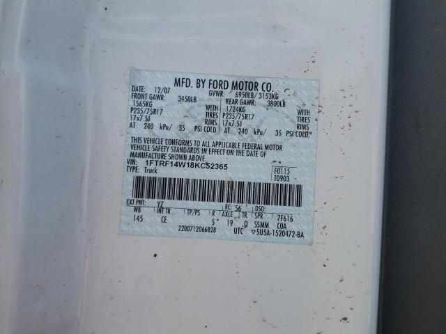 Photo 10 from auction – 2008 FORD F150 with VIN 1FTRF14W18KC52365