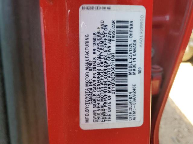 Foto 10 de la subasta – 2003 TOYOTA COROLLA MA con VIN 2T1KR32EX3C011607