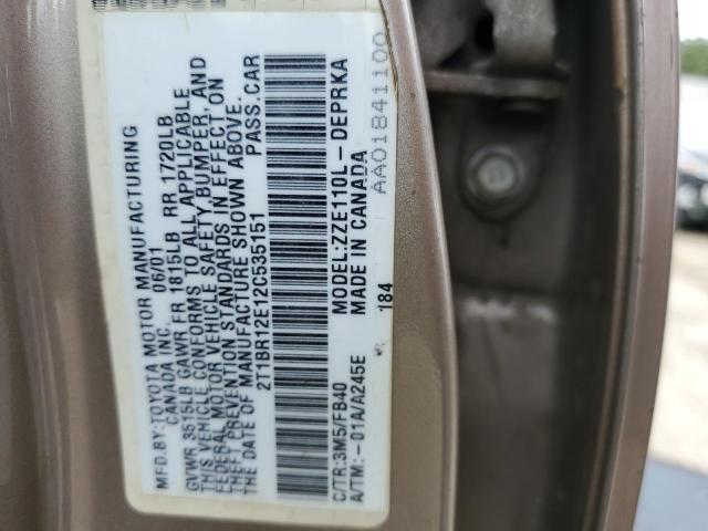 Photo 10 from auction – 2002 TOYOTA COROLLA CE with VIN 2T1BR12E12C535151
