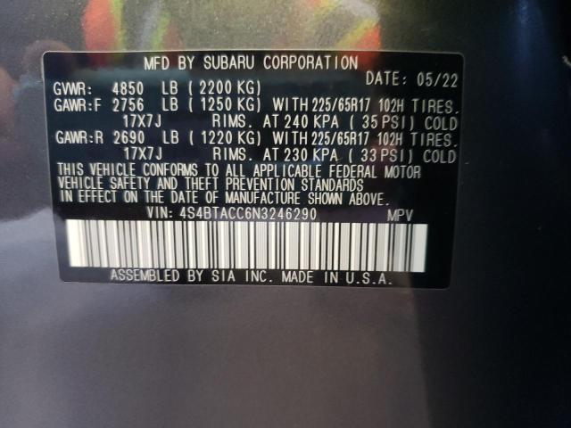 Photo 10 from auction – 2022 SUBARU OUTBACK PR with VIN 4S4BTACC6N3246290