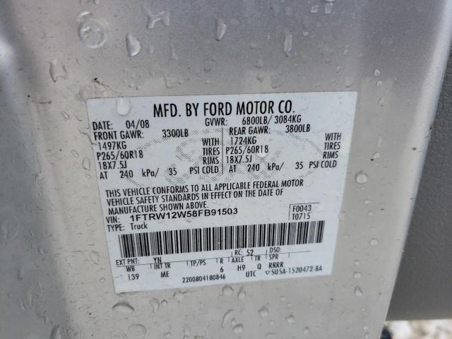 Photo 10 from auction – 2008 FORD F150 SUPER with VIN 1FTRW12W58FB91503
