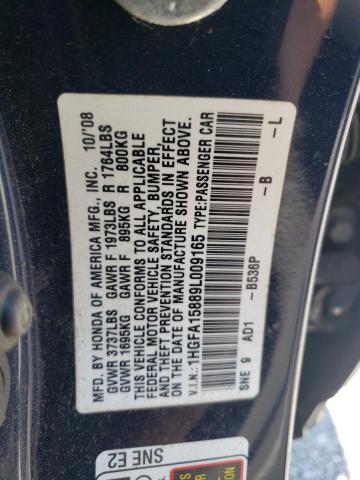Photo 10 from auction – 2009 HONDA CIVIC EX with VIN 1HGFA15889L009165