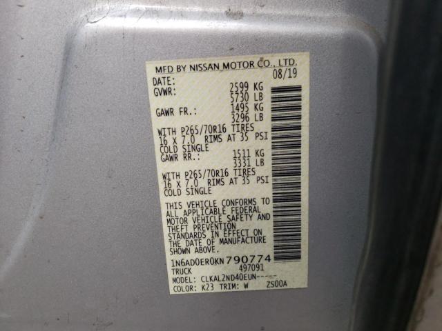 Photo 10 from auction – 2019 NISSAN FRONTIER S with VIN 1N6AD0ER0KN790774