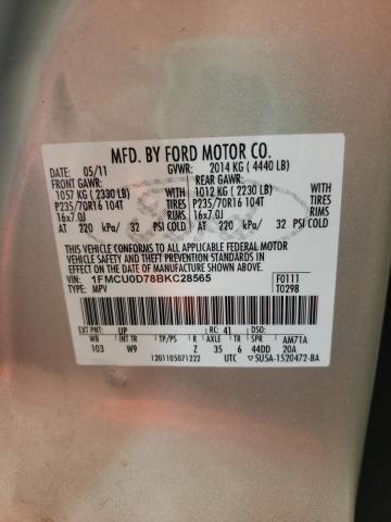 Photo 10 from auction – 2011 FORD ESCAPE XLT with VIN 1FMCU0D78BKC28565