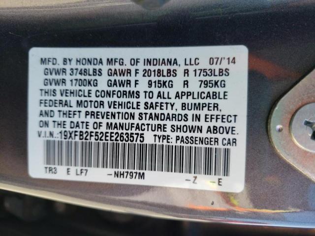Photo 10 from auction – 2014 HONDA CIVIC LX with VIN 19XFB2F52EE263575