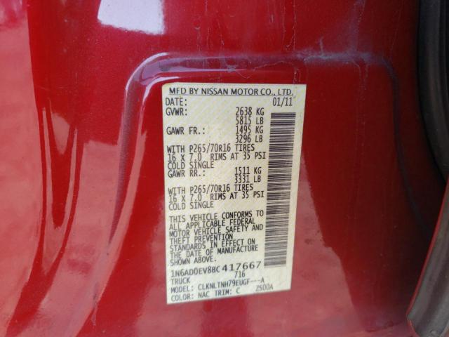 Photo 10 from auction – 2011 NISSAN FRONTIER S with VIN 1N6AD0EV8BC417667