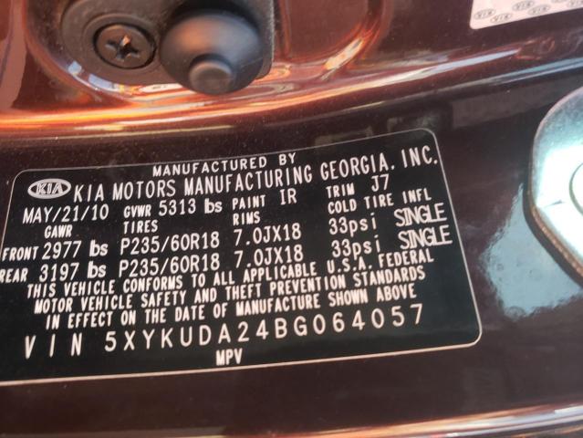 Photo 10 from auction – 2011 KIA SORENTO EX with VIN 5XYKUDA24BG064057
