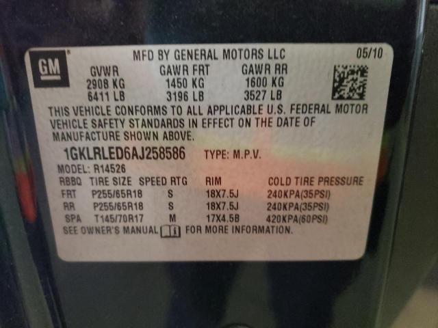 Photo 10 from auction – 2010 GMC ACADIA SLE with VIN 1GKLRLED6AJ258586