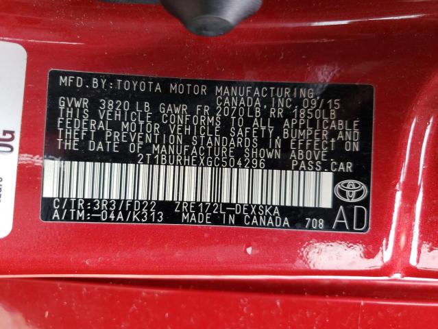 Photo 10 from auction – 2016 TOYOTA COROLLA L with VIN 2T1BURHEXGC504296